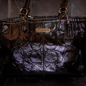 Coach Black Patent Leather Tote
